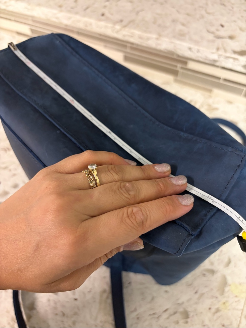Portland Leather Juliette Tote in color Deep Water - Picture 5 of 5